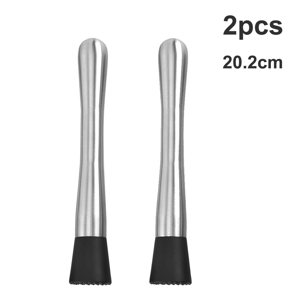 2pc Stainless Fruit Muddlers Caipirinha Pestles Cocktail Ice Hammer Crushed Popsicle Lemon Squeeze Tool Bar Tool Kitchen Gadgets: 2pcs 20.2cm