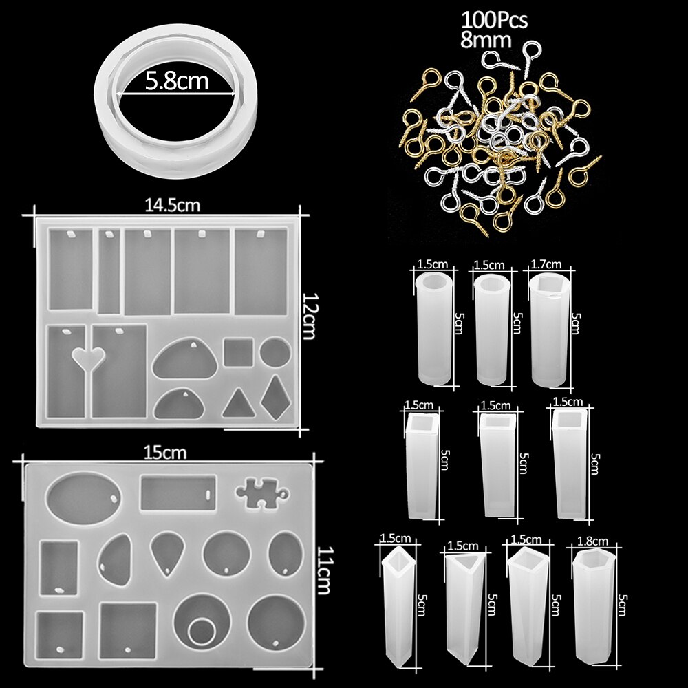 Set de moldes de fundición de silicona para joyería 300 uds, moldes de herramientas de resina epoxi UV de estilo mixto para Diy, Kits de accesorios para hacer joyas: KT0023-17