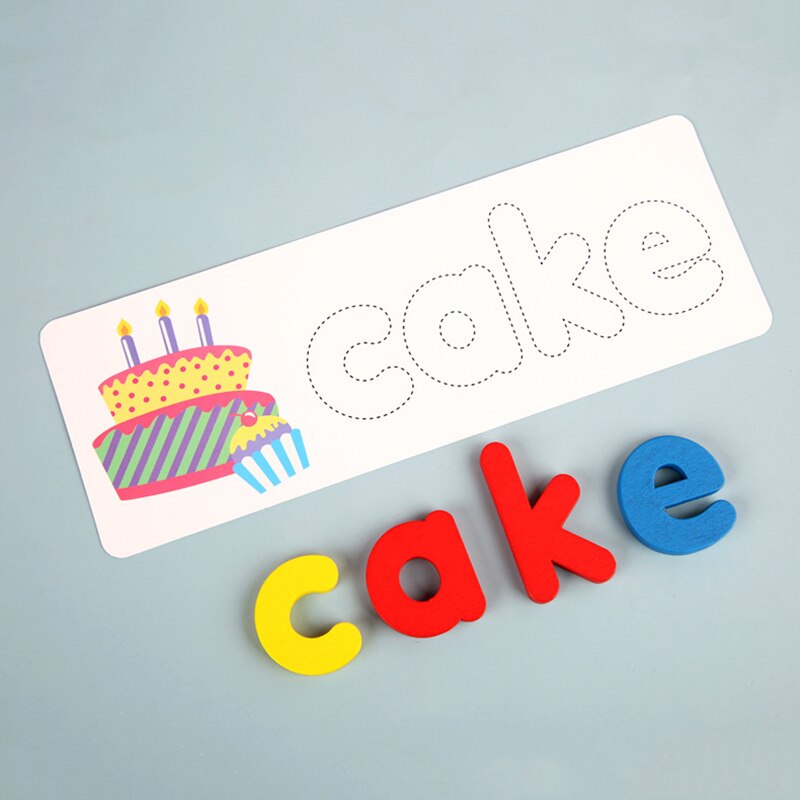 Kids Houten Alfabet Brief Leren Kaarten Set Woord Spelling Praktijk Spel Speelgoed Engels Letters Spelling Kaart Woord Speelgoed