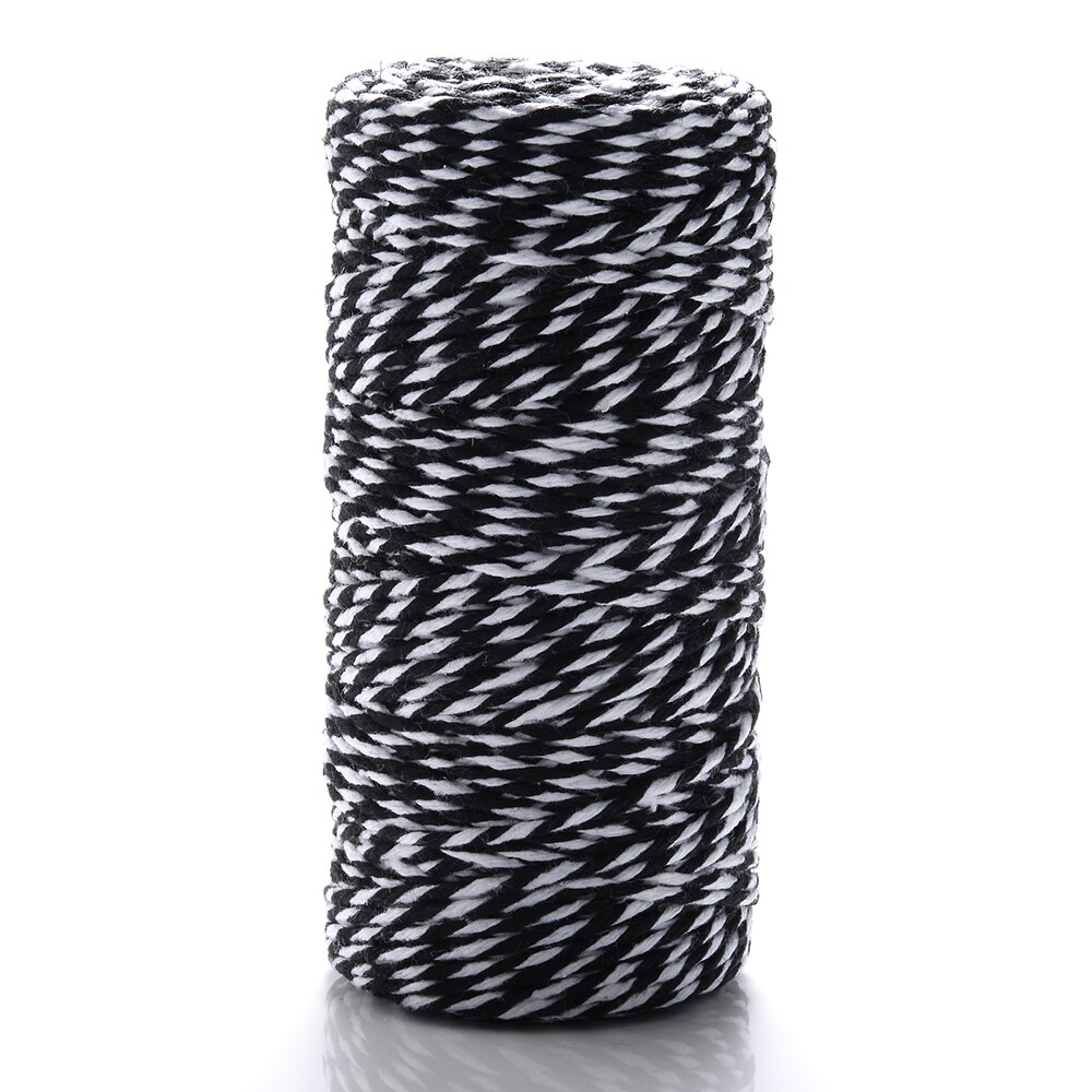 10 Meter/partij 1.5Mm Dubbele Kleur Natuurlijke Katoenen Draad Jute Hessische Hennep Touw Voor Cadeau Verpakking Partij Bruiloft Benodigdheden Decor: black