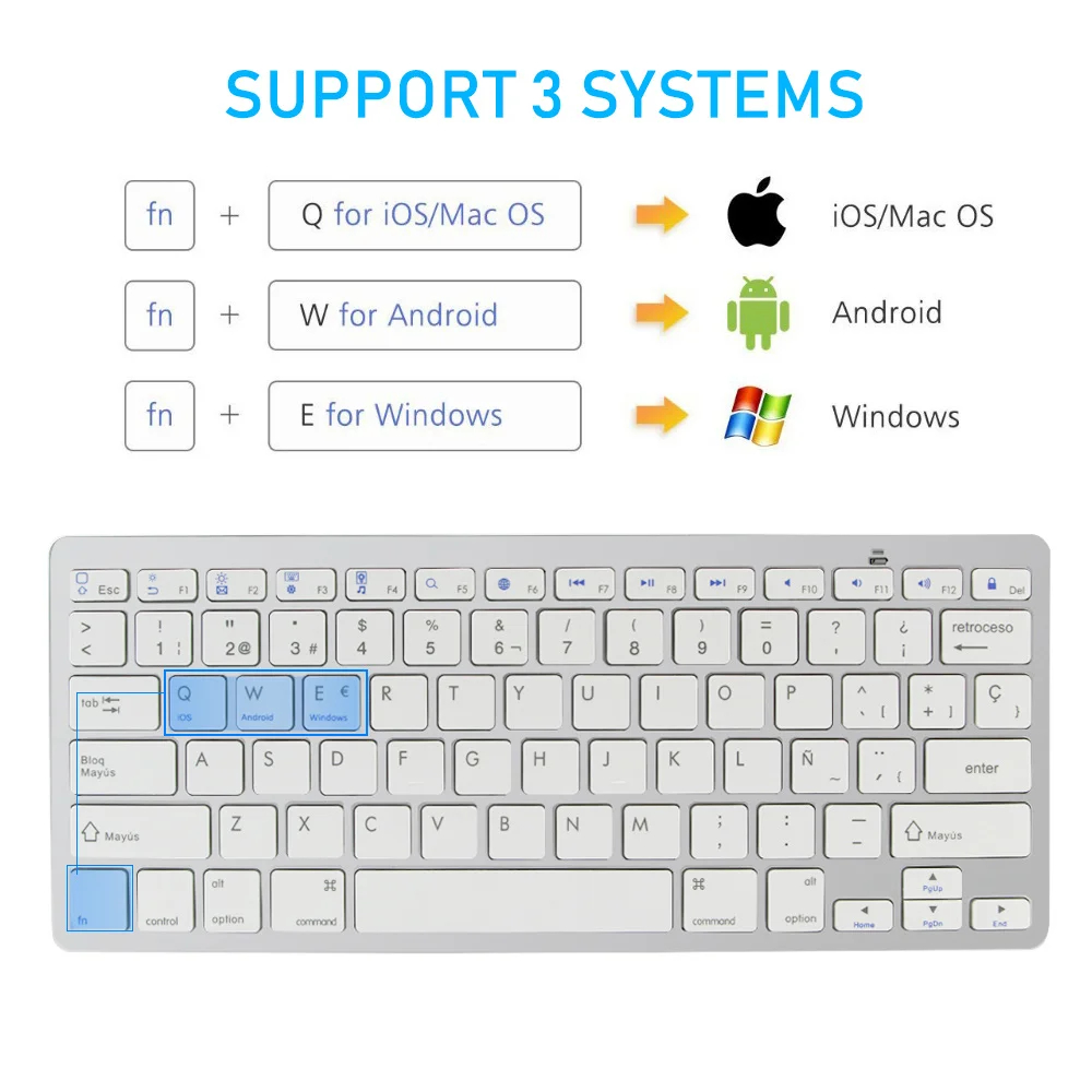 Russisch spanisch arabisch koreanisch neue tragbare drahtlose Bluetooth 3,0 Tastatur für iPad Tablette Telefon PC Android iOS Fenster-System