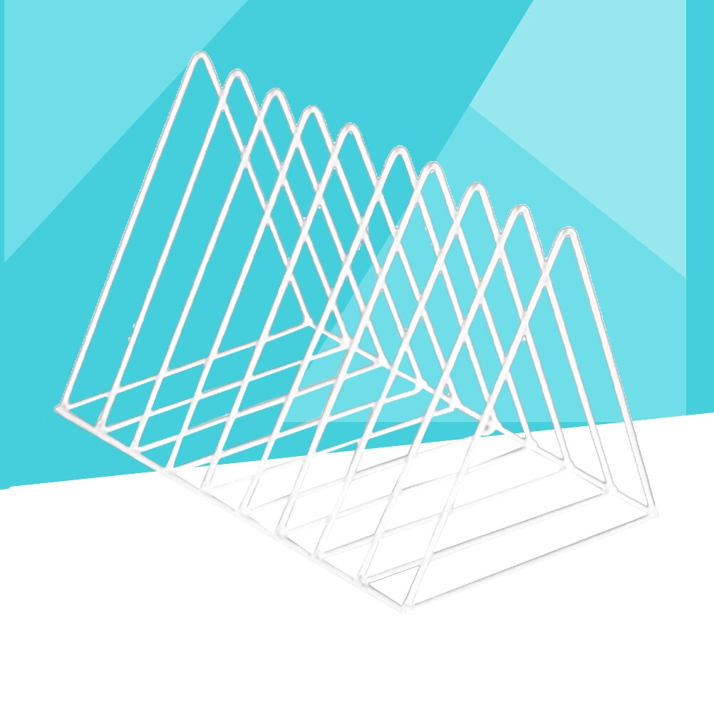 Driehoekige Desktop Boek Rek Moderne Metalen Wire Boekenplank Eenvoudige Magazine Holder Rack voor Home Office (Wit)