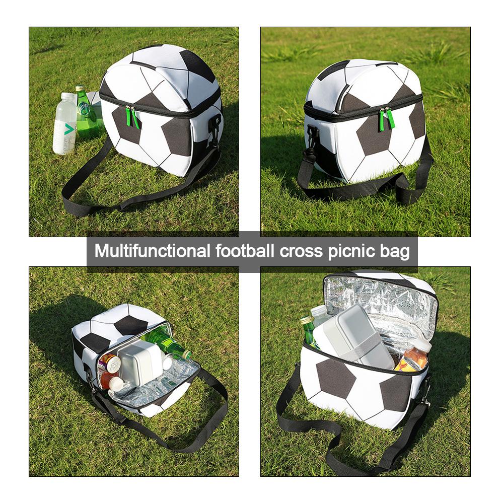 Isolert fotballmønster lunsjpose vanntett bærbar måltidsboks bento bag vanntett barn gutter jenter risisolasjon tote bag