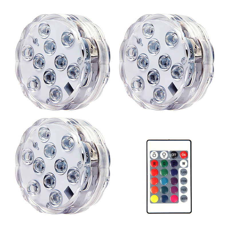 Lampe de Nuit Sous-marine à 10LED RGB SubSN, Luminaire à Piles, Idéal pour un Jardin, une Piscine, un Vase ou une ixde Mariage: changeant