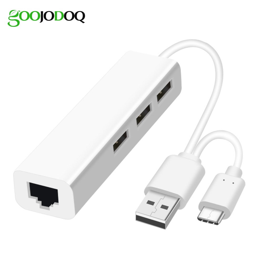 2 in 1 USB Ethernet 3 Port USB HUB 2.0 OTG USB Type C Hub om Rj45 Lan Adapter Multi splitter USB-C Netwerkkaart voor MacBook PC