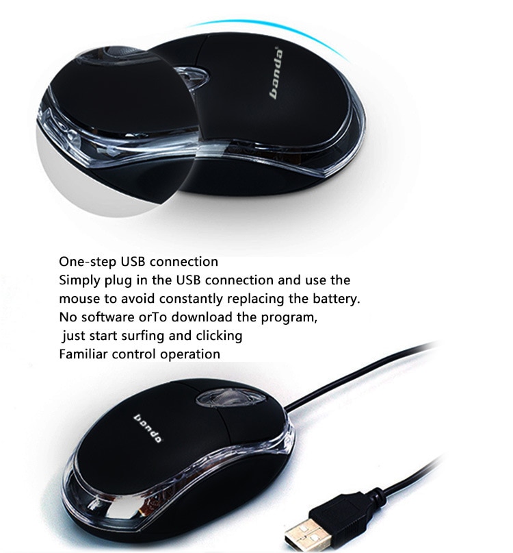 Black 1200DPI Gaming Mouse Wired Mouse USB Optical Wired Game Mouse Ant-skid Support Desktop Laptop Computer Peripherals