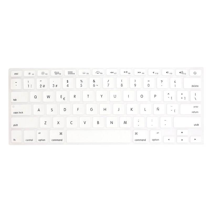 Osłona klawiatury naklejka silikonowa wersja amerykańska język hiszpański list Protector dla Macbook Air 13 Pro 13 15 17 Retina Film: White