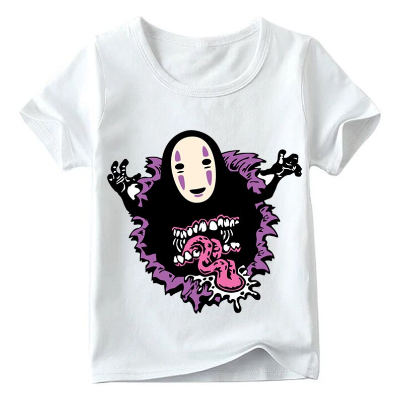 Bambini Anime The No Face Spirit Design divertente maglietta ragazzi/ragazze estate Cartoon top T-shirt bianca morbida per bambini, ooo2268: White A / 8T