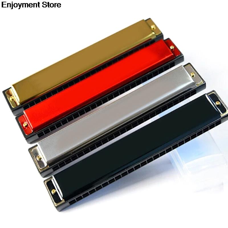 24 Hole Harmonica C Key Metal Harmonica Instrument For Beginners 4 Color