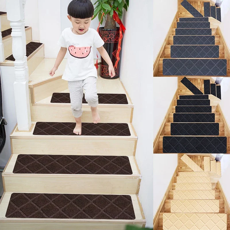 Polymères de bande de roulement auto-adhésifs doux pour la maison, tapis d'escalier, tapis de protection, non ald, motifs multiples, absorbant, 76x20.3cm, 8 pièces