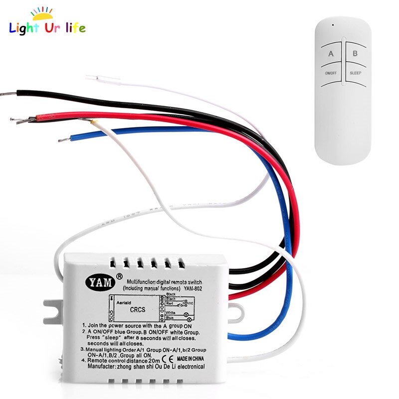 220V 1/2/3 Ways Wireless ON/OFF Lamp Remote Control Switch Receiver Transmitter-25: 2 way