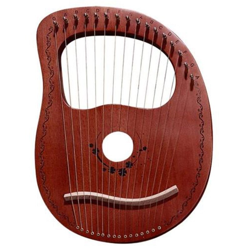 Lyreharpe 16- strengs harpe bærbar lille harpe med holdbart streng musikinstrument stabil lydharpe: Brun