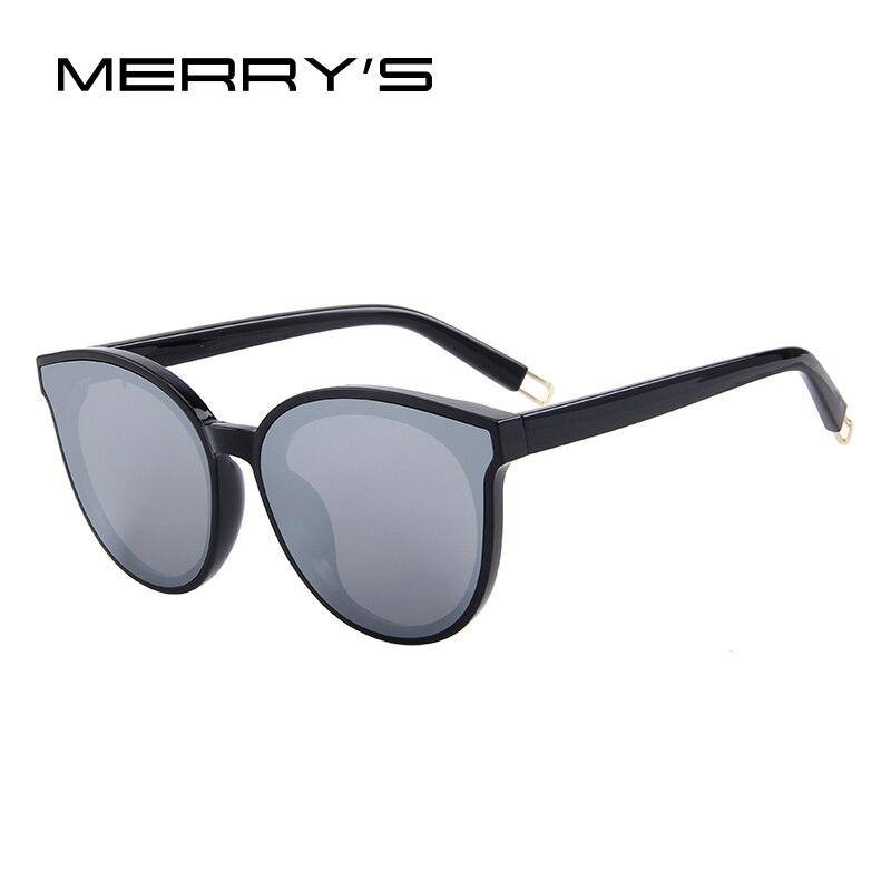 Merry's dames klassieke merk zonnebrillen vintage cat eye zonnebril s' 8094: C04 zwart zilver