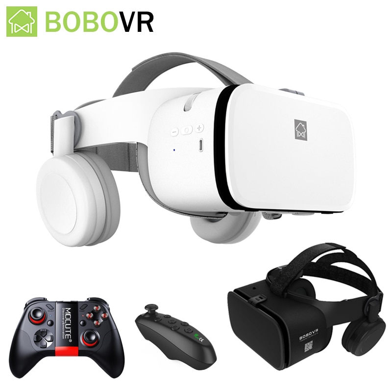 Bobo vr  z6 bluetooth 3d briller virtual reality box google pap stereo mikrofon headset hjelm til 4.7-6.2 " smartphone+joystick