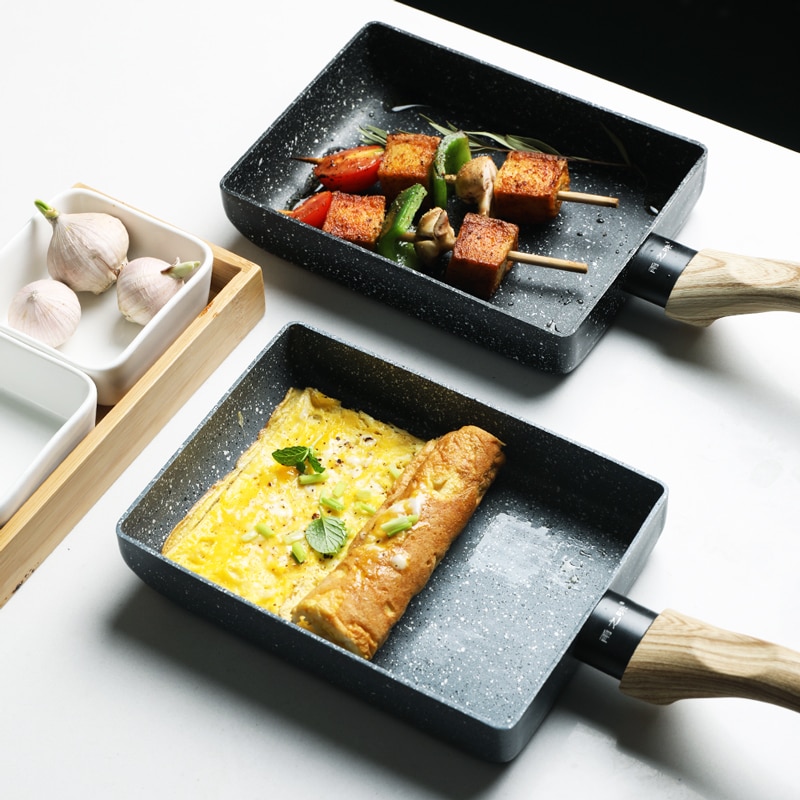 Non-stick Kleine Koekenpan Japanse Stijl Pan Siliconen Schop multifunctionele Gelaagde Omelet Pot