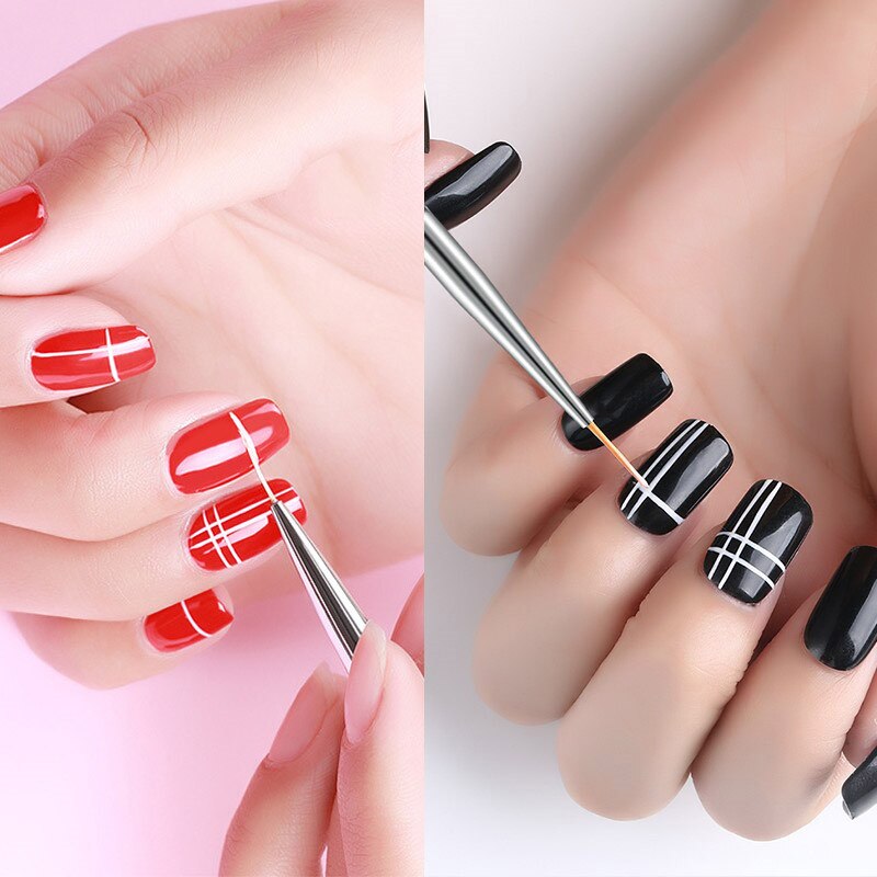 3 PCS Nail Painting Brushed Plastic Color Hook Line Pen Pull Flower Pen Drawing Line Fine Detail Use Personal