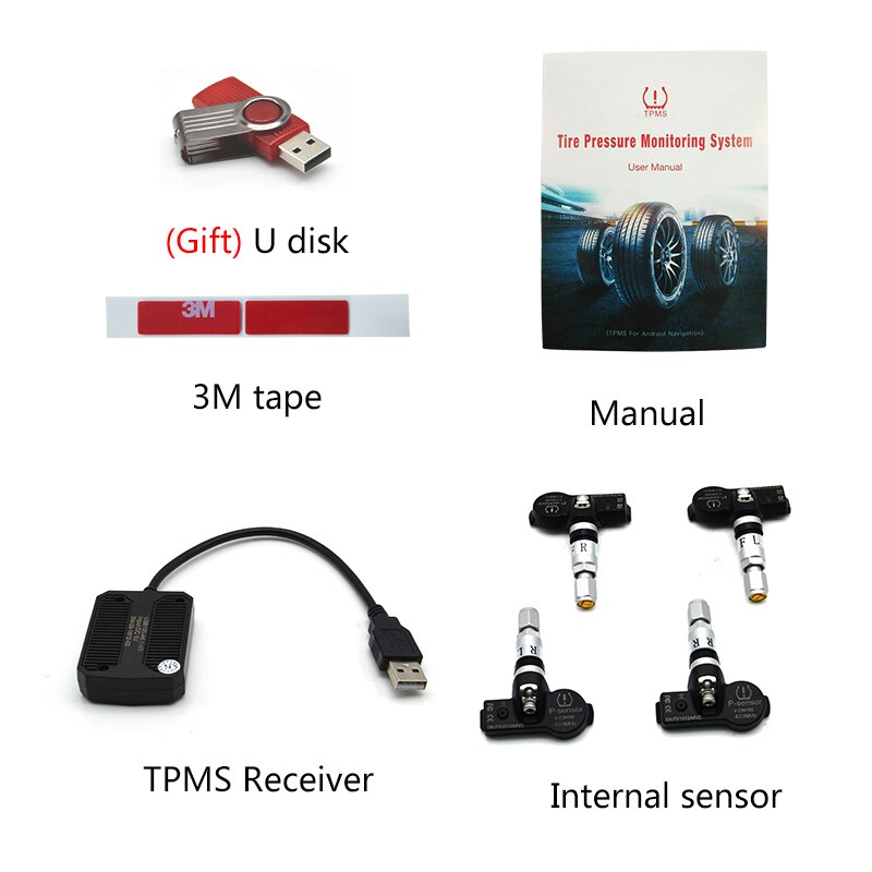 Junsun – système d'alarme de surveillance de la pression des pneus, TPMS avec 4 capteurs internes, lecteur DVD de Navigation, pour voiture, Android, Junsun