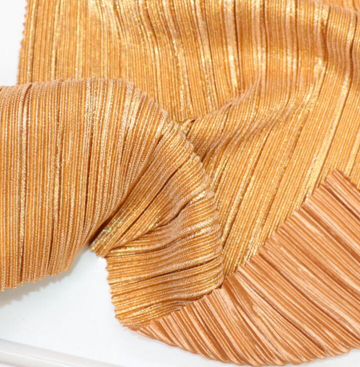shimmer crushed satin shiny fabric pleated material for cloth
