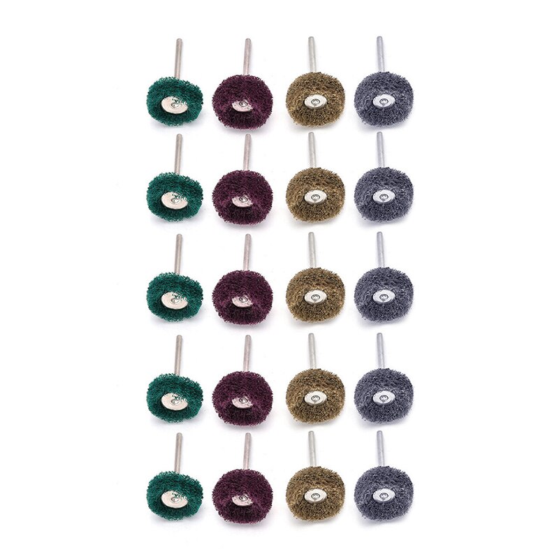 20Pcs Polishers Buffers Abrasive 1" Scotch Brite Wheels Fit For Dremel Mixed Set