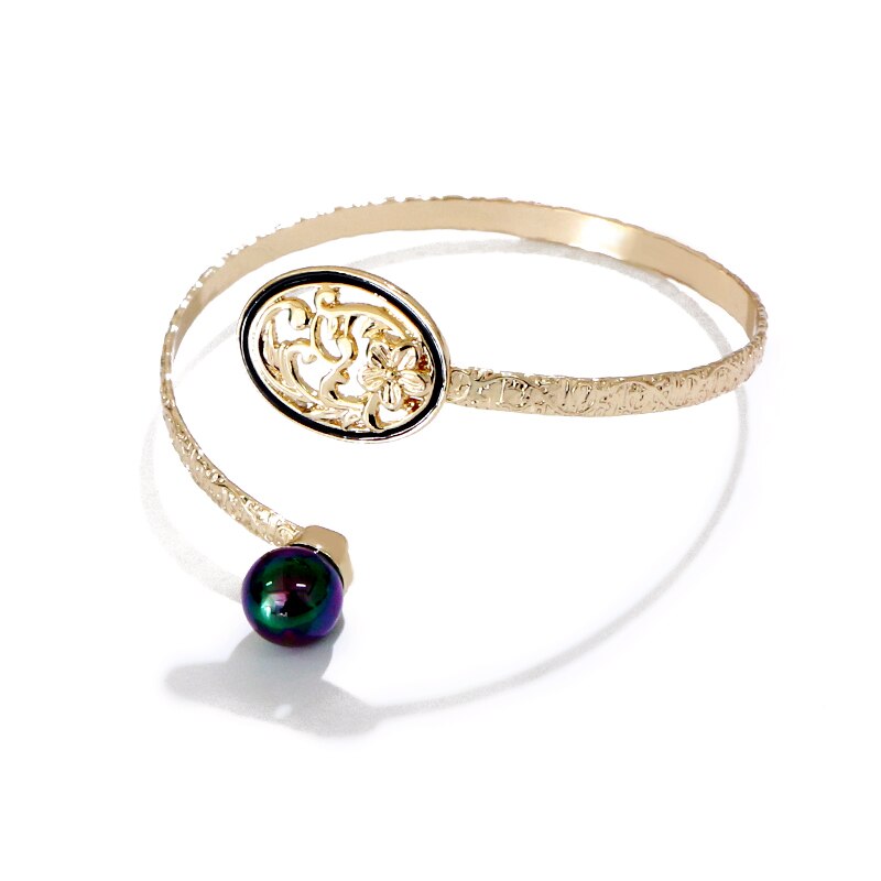 SAY Dia-pulsera de puño abierto para hombre y mujer, brazalete de hoja de Plumeria Polinesia Hawaiana de 7CM, corazón de tortuga, tótem de la suerte, perla de cristal: GJZ656