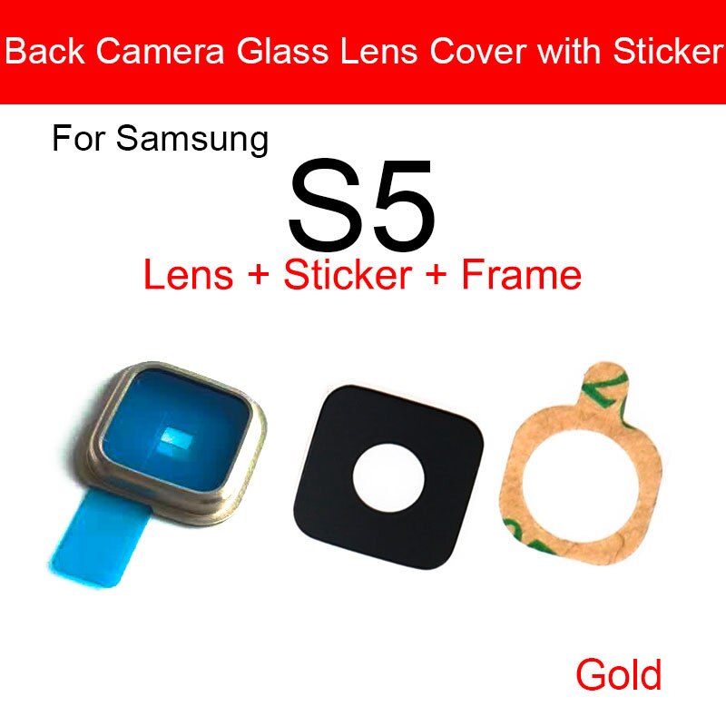 Zurück Hinten Kamera Objektiv Glas Mit Klebstoff Stock Für Samsung Galaxis S3 S4 I9500 S5 Wichtigsten Kamera Objektiv Glas Ersatz teile: Gold S5