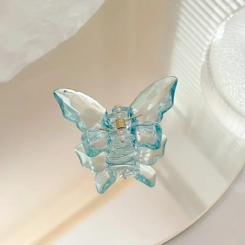 Pinza para el pelo de sirena y mariposa de cristal para niña, pinza para la cabeza trasera, pinzas para el pelo grandes transparentes, horquillas, tocado, accesorios para el cabello: Lavanda