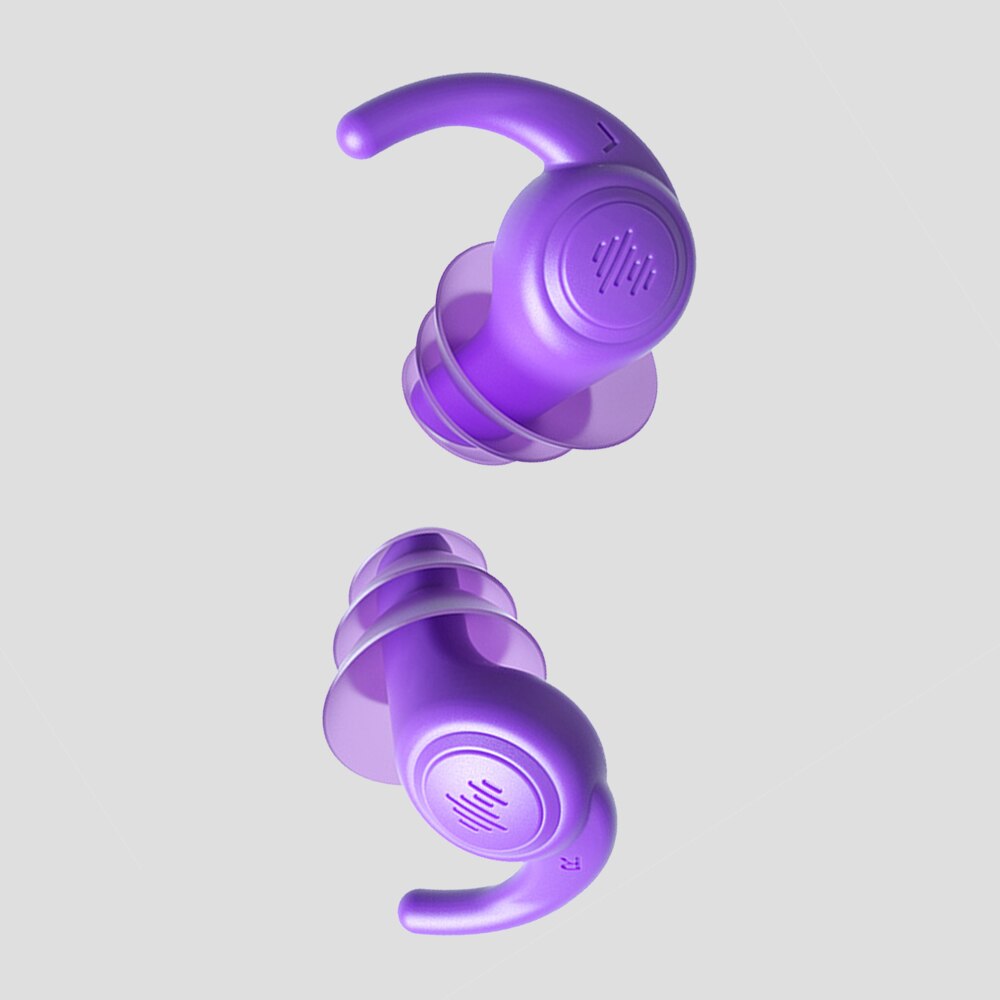 Tampões de ouvido à prova de som do silicone tapones para orelhas de redução de ruído do sono earplug espuma macia dormir tampões de ouvido anti-ruído: A-3 layers-purple