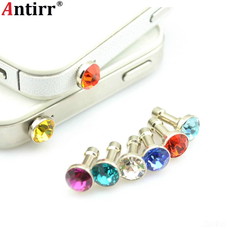 10pcs Rhinestone diamond Universal 3.5mm Dust Plug For iPhone 5s 6 6s 7 8 plus Protect Dustproof Earphone Anti Dust Jack Stopper