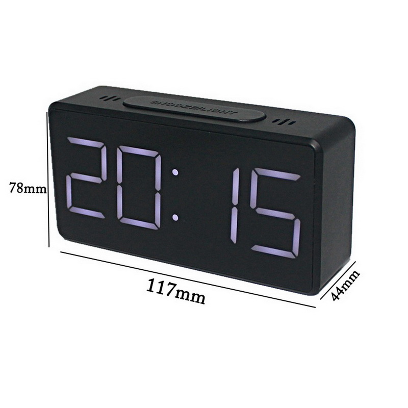 LED Wooden Clock Digital Alarm Clocks Desktop Table Clocks Electronic Voice Control Temperature Display Despertador Home Decor: Black