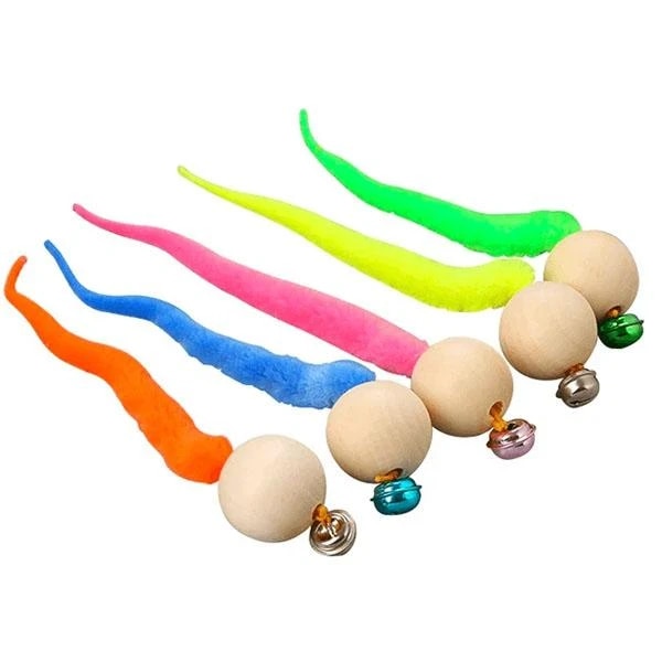 Wiggly, bolas, Cascabel para gatos, juguete para masticar, Bola de madera, Wiggly Tail, campana con sonido de gatito, morder, juguetes para gatos