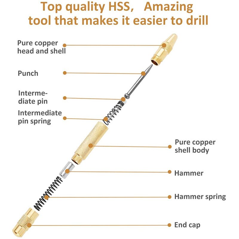 jeu de trépans de carottage à charnière auto-centrante (16 pièces) avec poinçon central automatique (1PC) pour le travail du bois