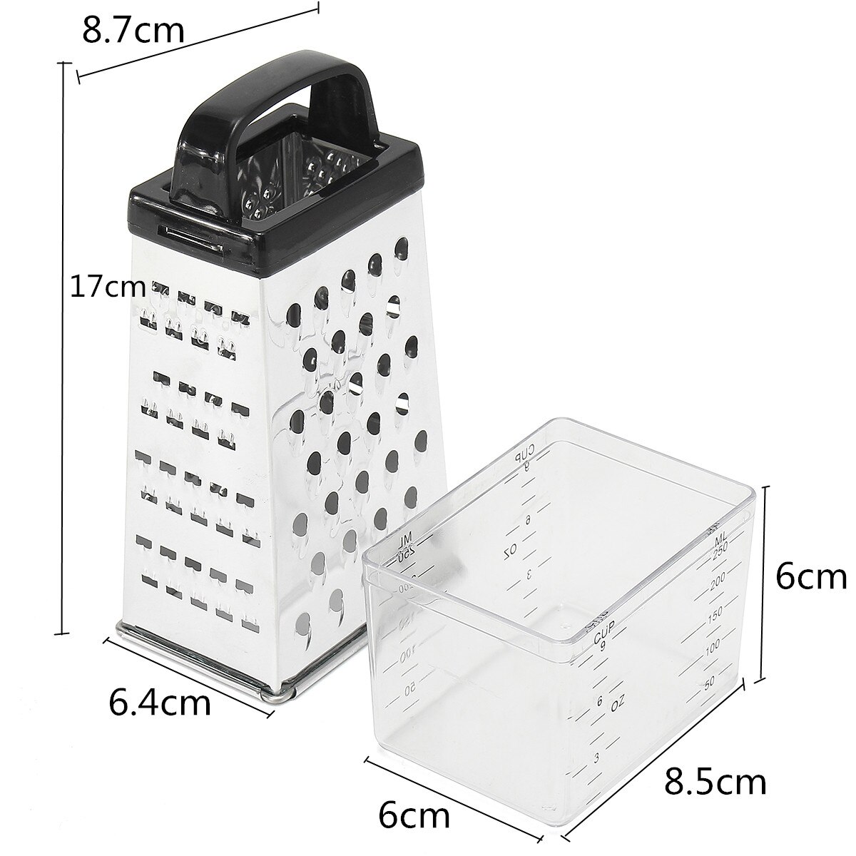 Zwart/Naakt Willekeurige 4 Zijdige Messen Kaas Groenten Rasp Wortel Komkommer Slicer Cutter Box Container Keukengerei Roestvrij