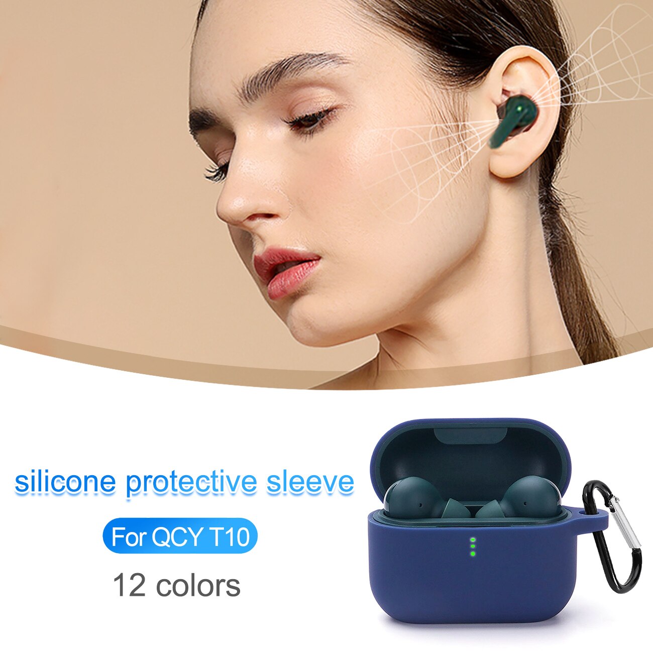 Funda protectora de silicona para QCY T10, funda protectora para auriculares con Bluetooth, funda protectora suave de TPU