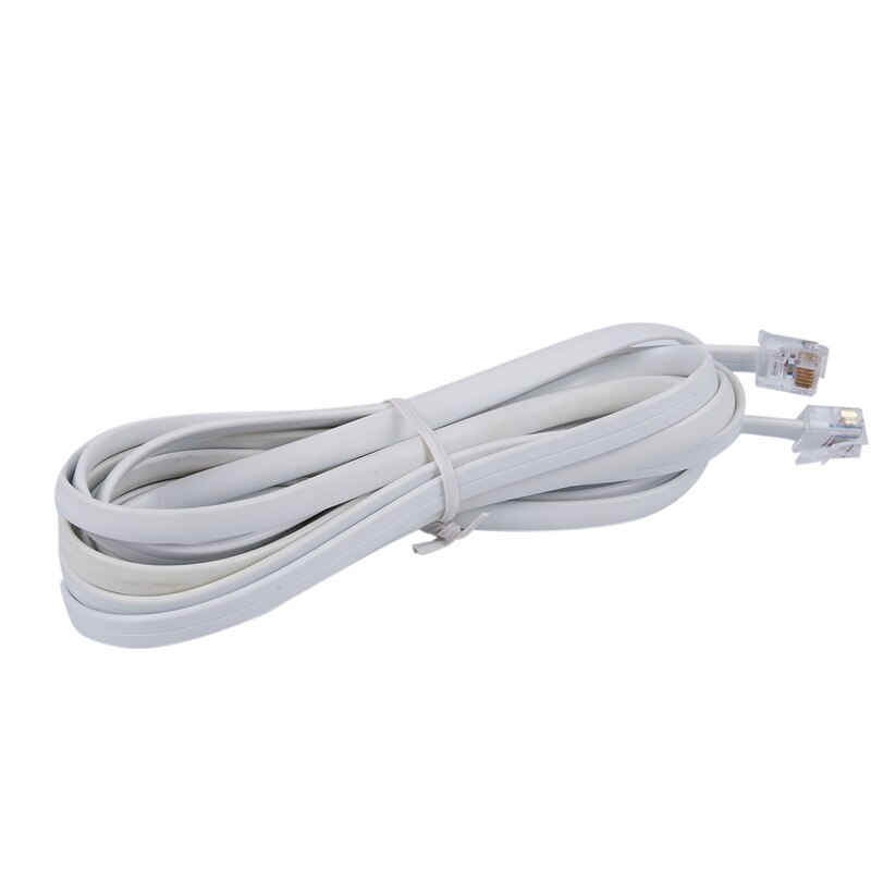 Cable de extensión de teléfono 6P6C RJ11, módem de Fax, 9,8 pies de longitud, blanco