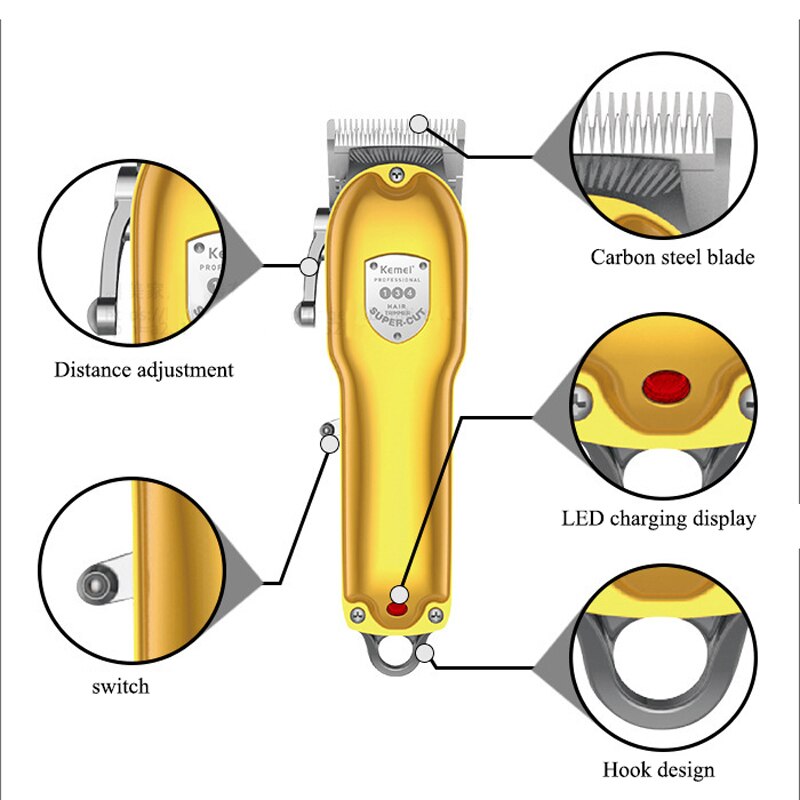 100-240v kemei uppladdningsbart hårtrimmer hårklippare hår rakning maskin hårskärning skägg elektrisk rakhyvel