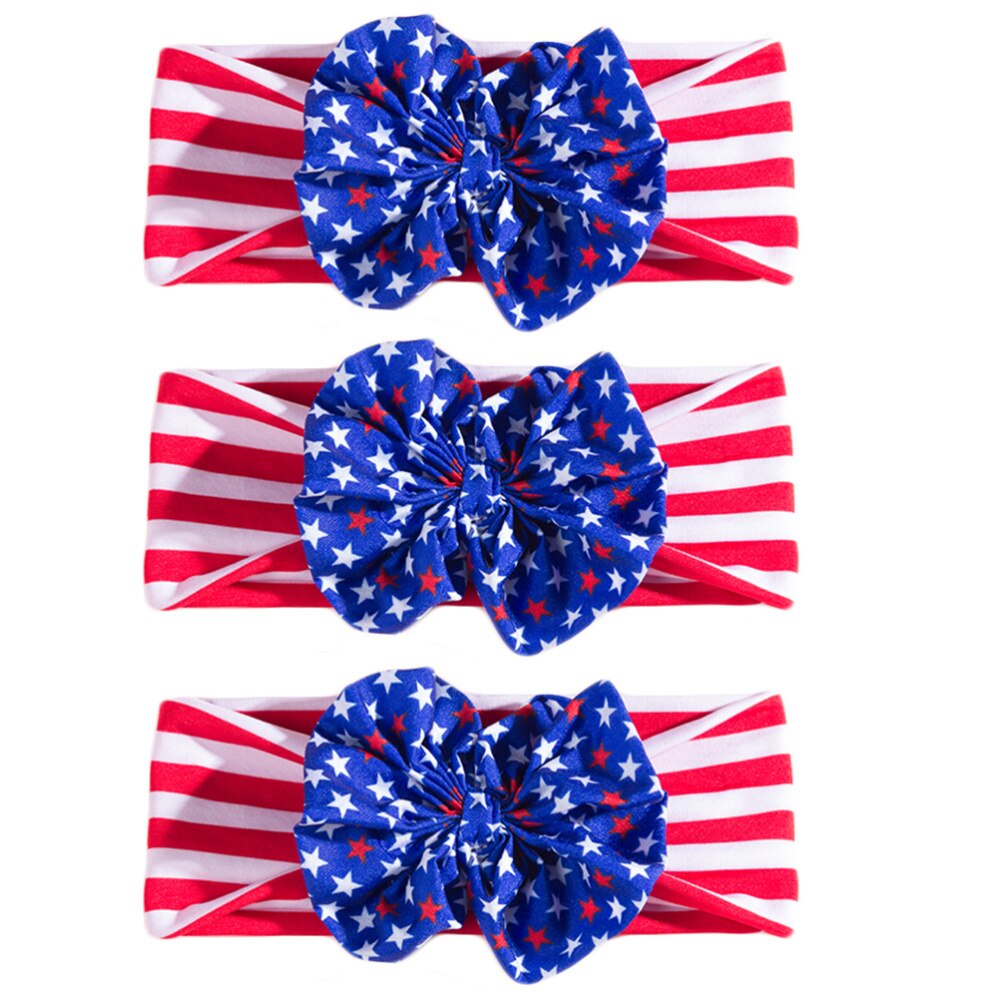 3Pcs Baby Onafhankelijkheid Dag Hoofdbanden Boog-Knoop Haarband Baby Hoofdtooi