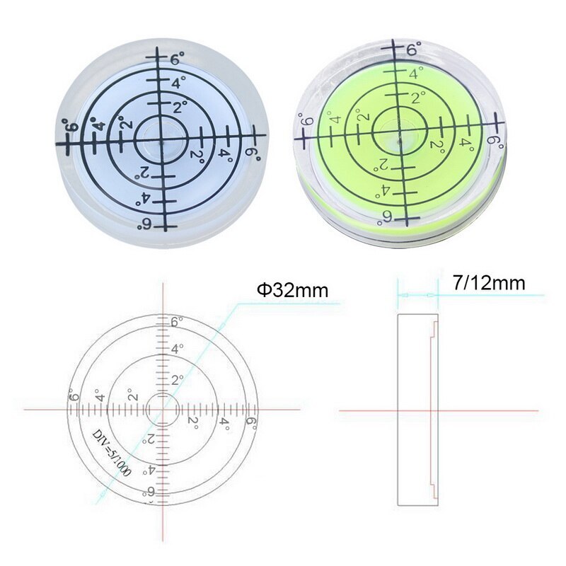 1pcs 32x7MM Bianco Verde Blu di Colore Livella a Bolla Rotonda Bolla di Livello Accessori Per Strumento di Misura Facile trasportare