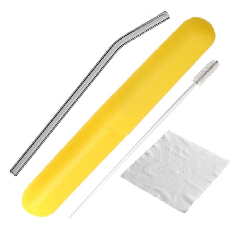 1 Juego de pajitas de vidrio reutilizables, pajilla recta reutilizable, Pajita para beber con cepillo de limpieza y paño de limpieza para bebidas frías y calientes: 16