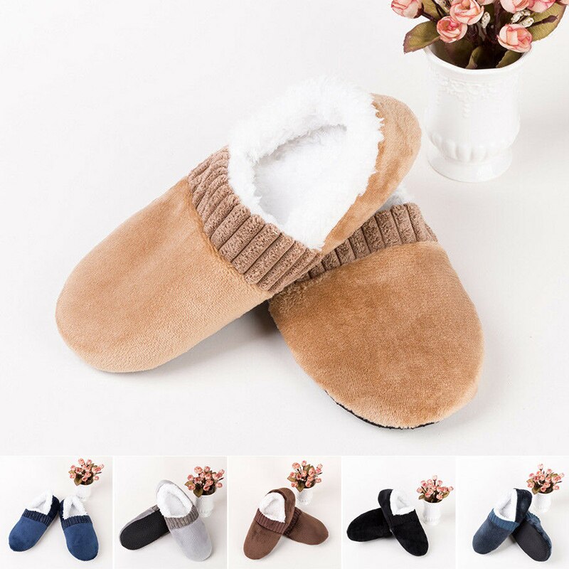 Men Soft Slippers House Floor Socks Anti-slip Indoor Winter Warm Slipper J55