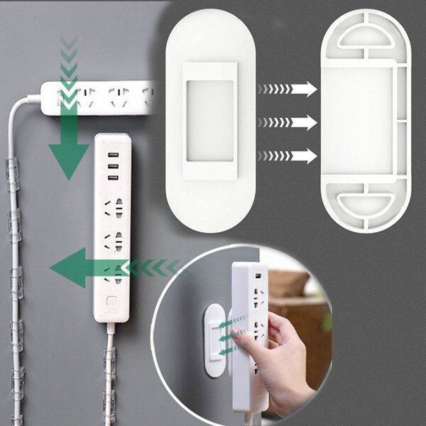 1Pc Zelfklevende Power Strip Houder Met Kabel Organizer, Wall Mount Patch Panel Socket Holder Thuis Organizer: other