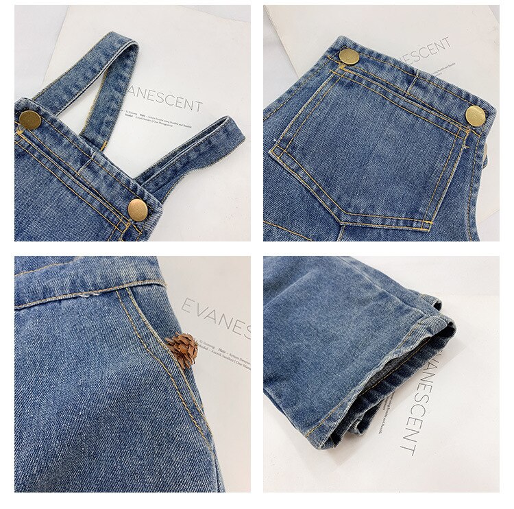 Spring Autumn boys girls casual all-match denim overalls Children loose suspender trousers 1-5Y