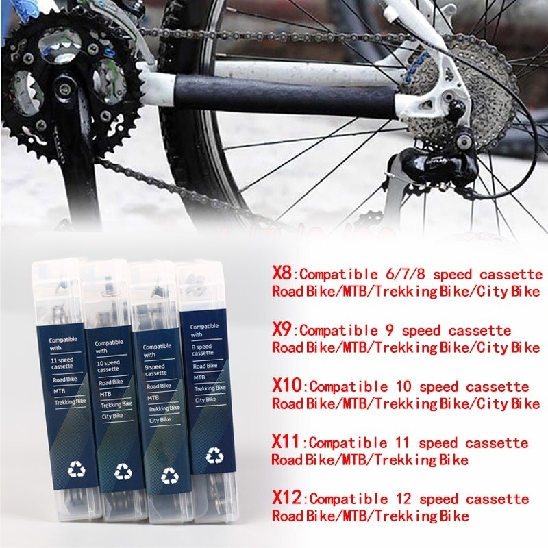 Kmc 8 9 10 11 12 hastighedskæde mtb cykel kæde mountainbike kassette kæde cykling 116/118 links passer til shimano sram casstte