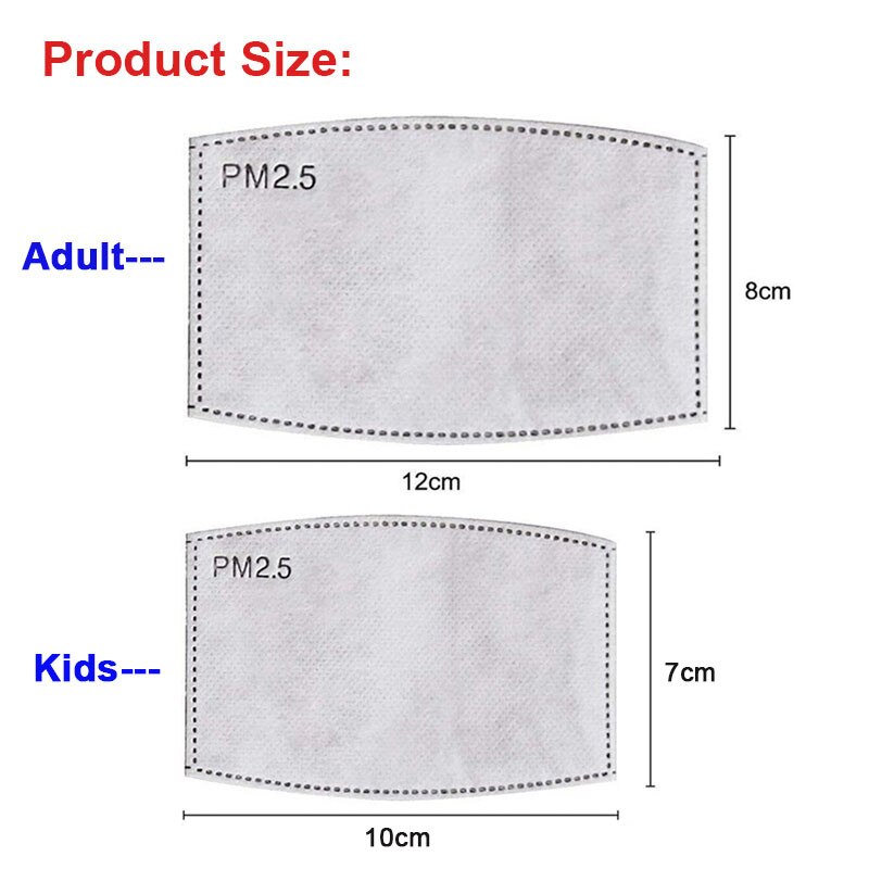 Masque facial pour enfants et adultes, filtre PM 150, pour protection buccale, respirant, contre la grippe, Pollution de l'air, 2.5 pièces