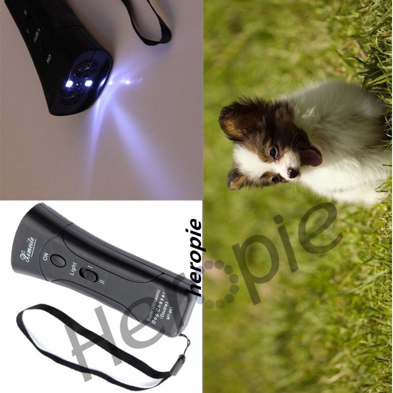 Ultraschall Hund Verfolger aggressiv Angriff Repeller Trainer LED Taschenlampe Nützlich