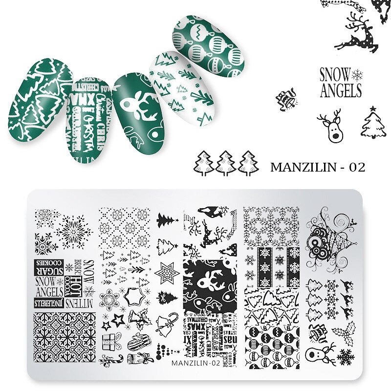 1 pièces Nail Art noël estampage plaques flocon de neige modèles bricolage ongles timbre modèle manucure outils de beauté
