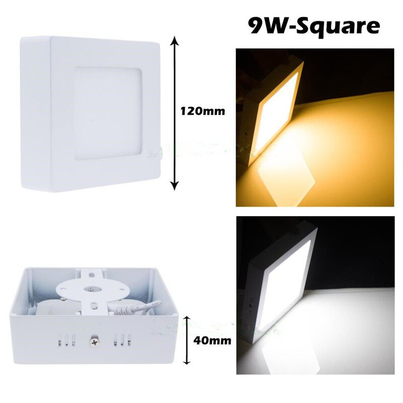 Geleid oppervlak paneel licht 9 w keuken licht plafond vierkante 2835SMD Aluminium AC85-265V warm wit/natuurlijke wit/koel wit Gratis