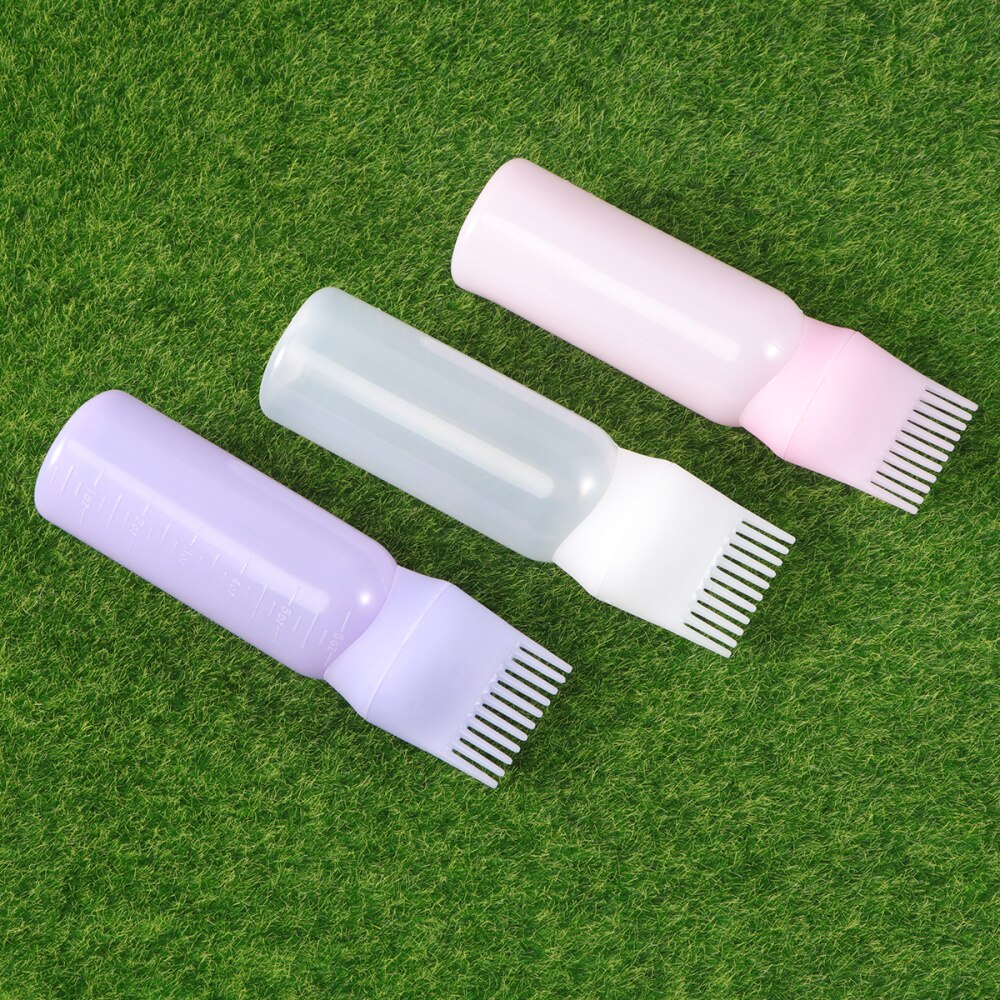 Botella de tinte de pelo peine aplicador, dosificador con escala graduada, coloración del cabello en salón, color blanco y morado, 3 uds.