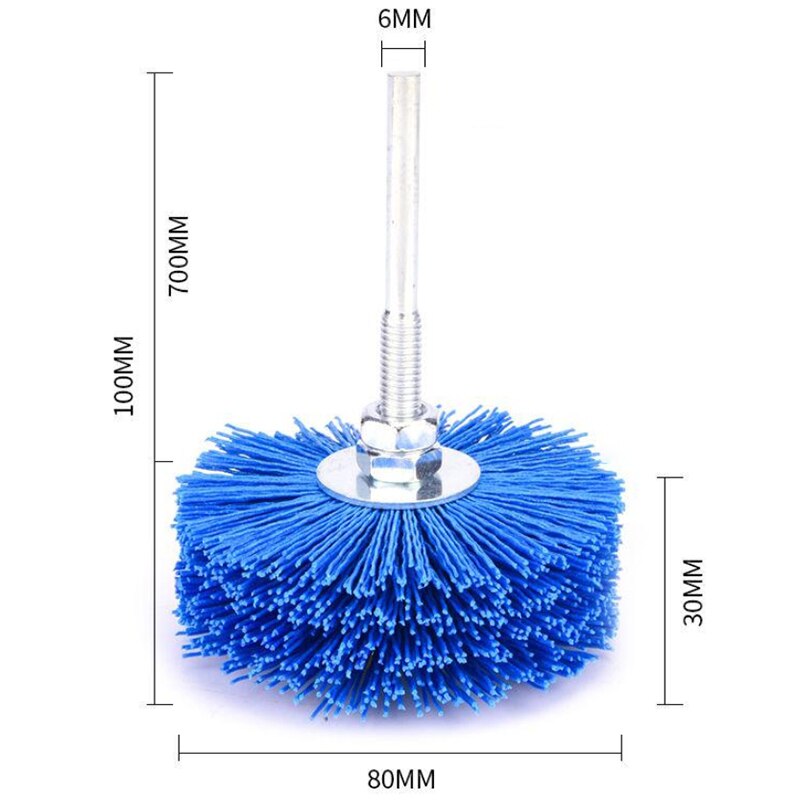 Perceuse en fil abrasif 80x30x6Mm, 4 pièces, meule, poils de Nylon, brosse de polissage pour meubles en bois, finition acajou