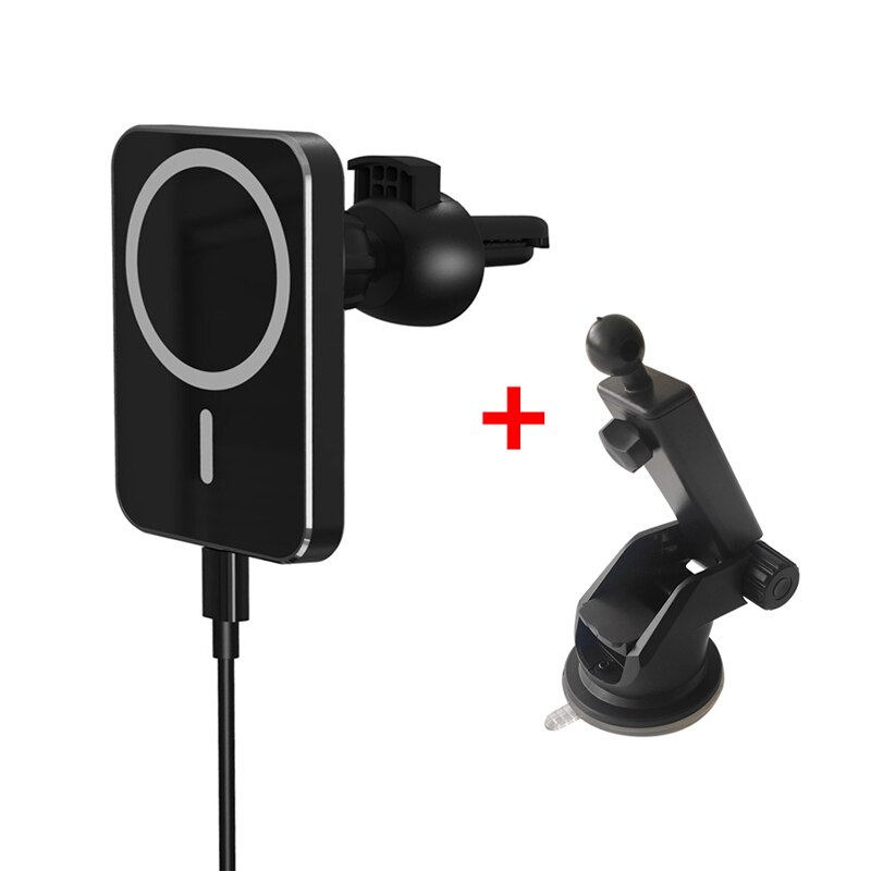 For Macsafe Charger Car 15W Fast Magnetic Wireless Charger For iPhone 13 12 Pro Max Mini Macsafing Car Mount carregador sem fio: Black - Sucker