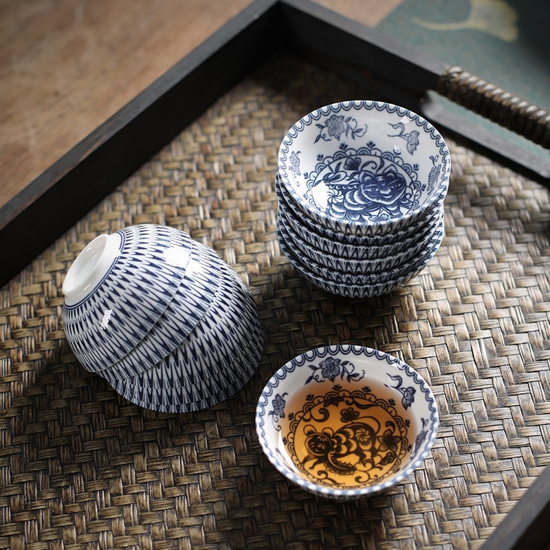 Keramisk kung fu tesæt kinesisk stjernetegn 50ml lille tekop enkelt kop antik blå og hvid porcelænskop personlig master kop